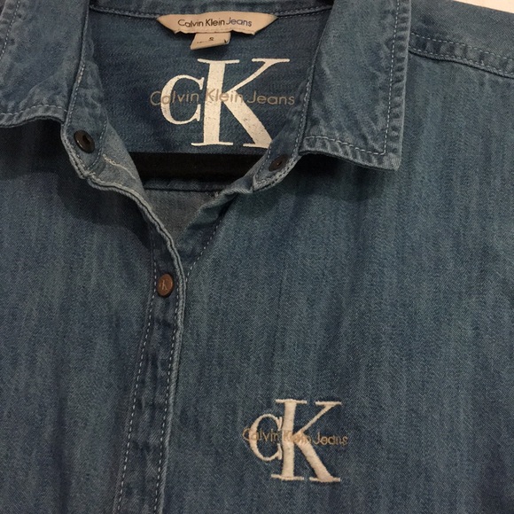 Calvin Klein ck Vintage denim chambray button up s - Picture 3 of 4